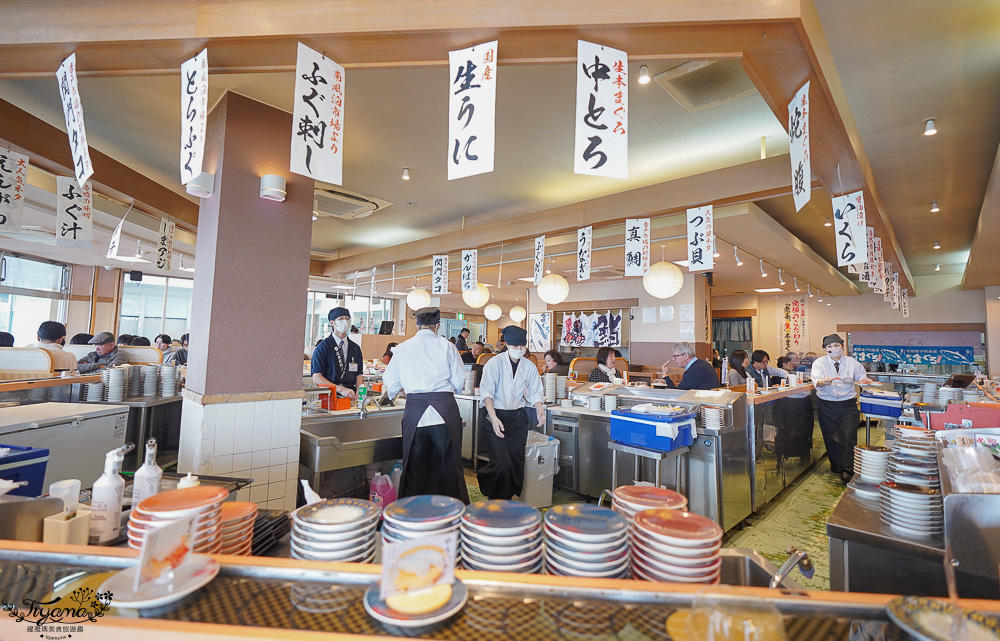 下関唐戶美食「すし遊館 唐戸店」関門海峽景觀餐廳，卡蒙碼頭2樓迴轉壽司吃炸河豚、河豚味噌湯 @緹雅瑪 美食旅遊趣