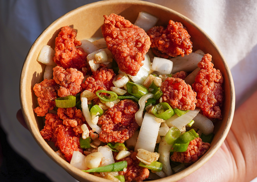 台南人氣小吃美食「酥炸紅糟肉」蓁鑫辣妹子紅糟肉，紅糟排骨酥、紅糟肉刈包、紅糟赤肉羹、蒜味洋蔥紅糟肉、和風洋蔥紅糟肉 @緹雅瑪 美食旅遊趣