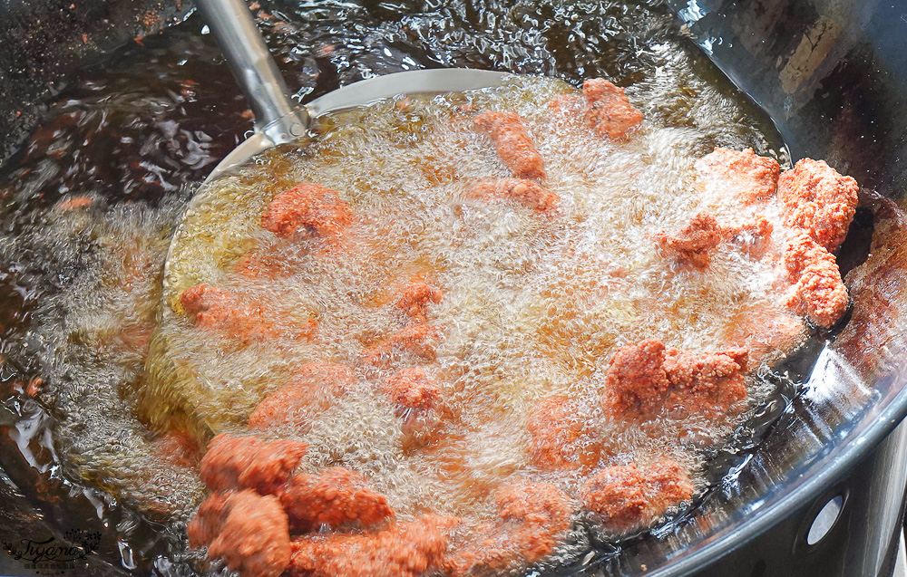 台南人氣小吃美食「酥炸紅糟肉」蓁鑫辣妹子紅糟肉，紅糟排骨酥、紅糟肉刈包、紅糟赤肉羹、蒜味洋蔥紅糟肉、和風洋蔥紅糟肉 @緹雅瑪 美食旅遊趣